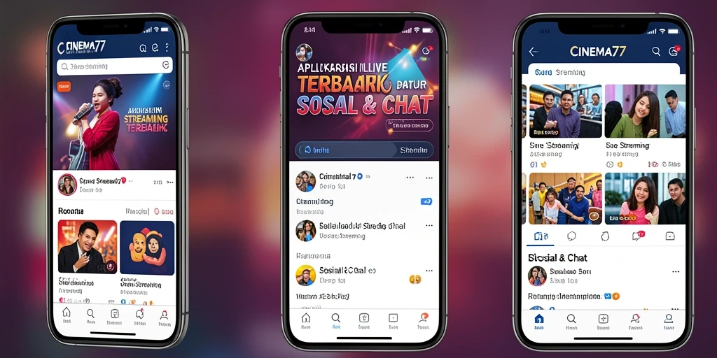 Tampilan antarmuka CINEMA77 menunjukkan fitur Live Streaming yang menarik.