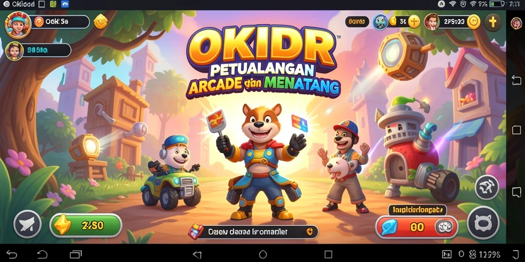 Tampilan antarmuka permainan <strong>OKIDR</strong> yang penuh warna dan interaktif.