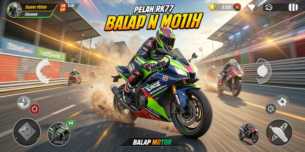 Antarmuka game Balap Motor yang penuh aksi dan menarik.