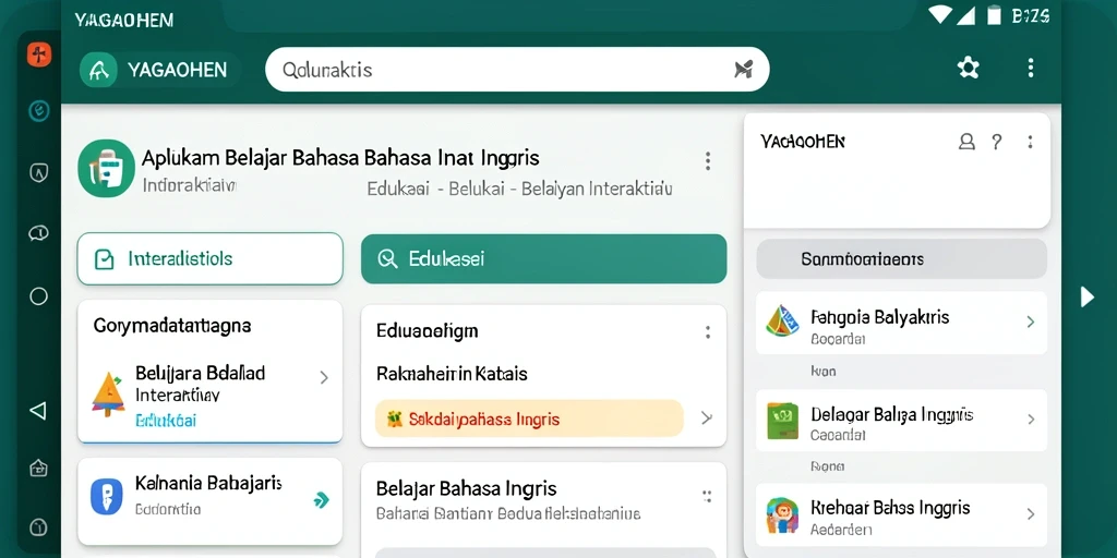 Tampilan antarmuka YAGAOHEN untuk belajar Bahasa Inggris.