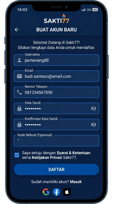 Cara Mudah Registrasi Akun di sakti77